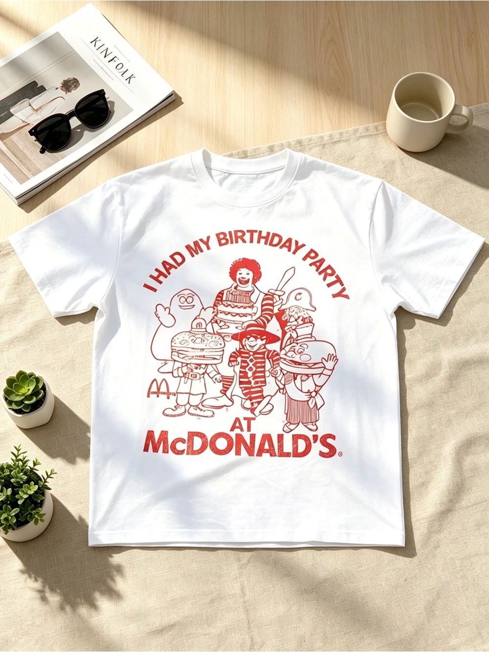 McDonald's White Short Sleeve 'I Had My Birthday Party' Graphic Tee